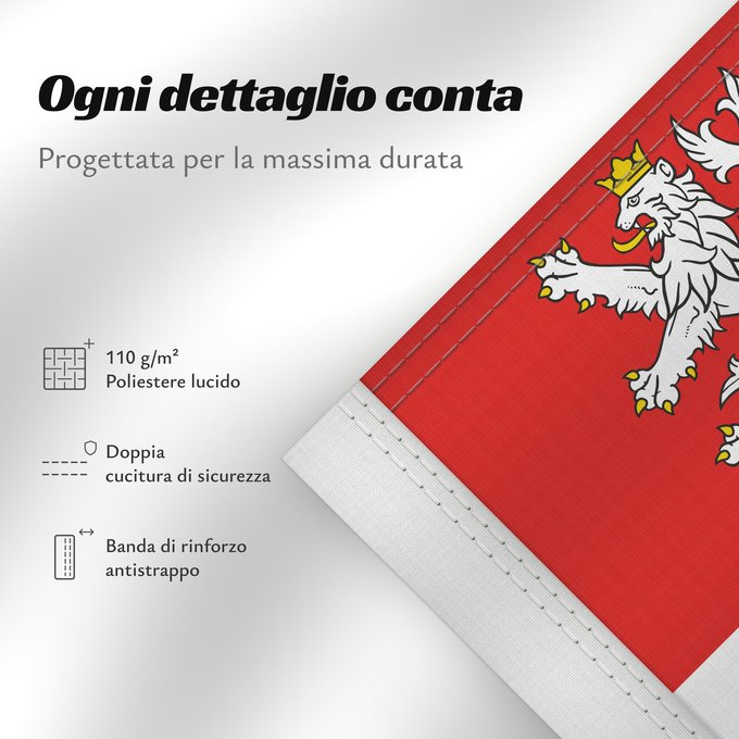 Dettagli sulla bandiera: Central Bohemian Region Région de Bohême centrale Región de Bohemia Central Mittelböhmische Region