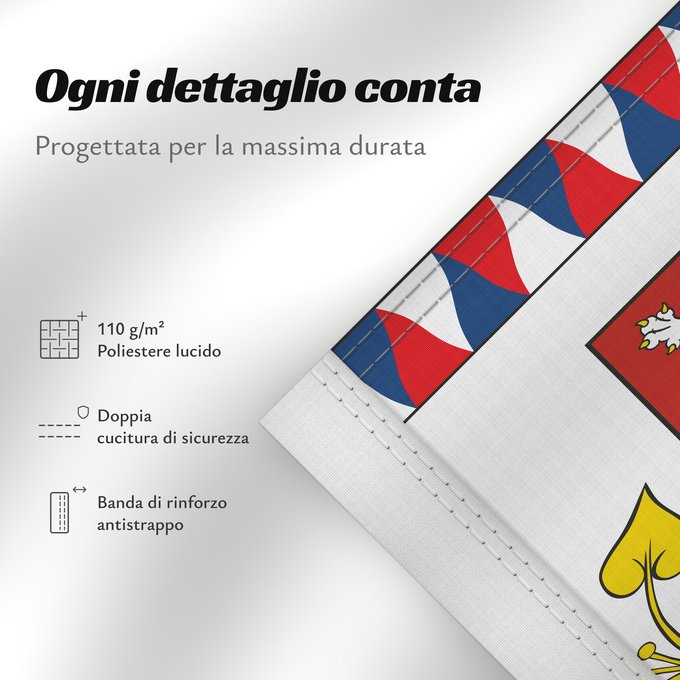 Dettagli sulla bandiera: President of the Czech Republic	Presidential Standard of the Czech Republic	Étendard présidentiel de la République tchèque	Estandarte presidencial de la República Checa	Präsidentenstandarte der Tschechischen Republik	Presidente della Repubblica Ceca	Prezi