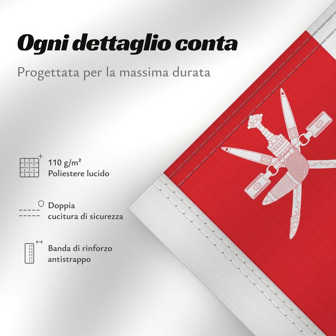 Dettagli sulla bandiera: Oman	Omán