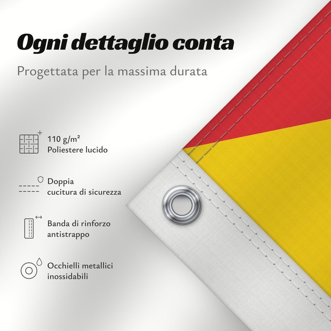 Dettagli sulla bandiera: Sicily  revised	Sicilian Region	Région Sicilienne	Región Siciliana	Sizilianischen Region  oder der Autonomen Region Sizilien	Regione Siciliana	Região Siciliana	Bannera dâ Riggiuni Siciliana