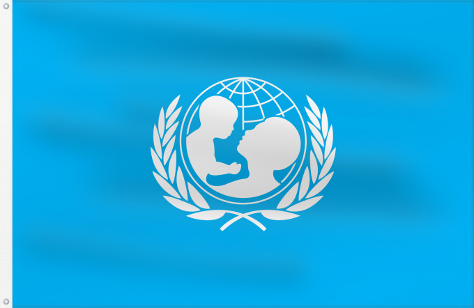 Flag, with two metal eyelets and reinforced hoist: UNICEF