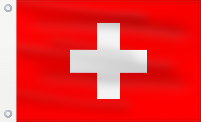 Flag, with two metal eyelets and reinforced hoist: Civil Ensign of Switzerland Switzerland at sea Pavillon naval de la Suisse Suiza (paisaje) Schweizer Flagge zur See Svizzera (paesaggio)