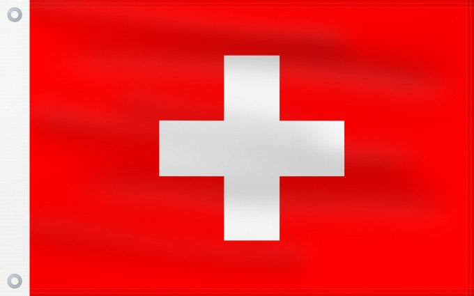 Flag, with two metal eyelets and reinforced hoist: Civil Ensign of Switzerland Switzerland at sea Pavillon naval de la Suisse Suiza (paisaje) Schweizer Flagge zur See Svizzera (paesaggio)