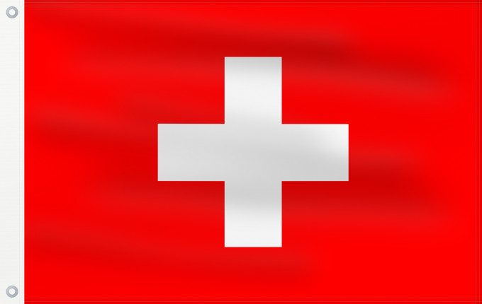Flag, with two metal eyelets and reinforced hoist: Civil Ensign of Switzerland Switzerland at sea Pavillon naval de la Suisse Suiza (paisaje) Schweizer Flagge zur See Svizzera (paesaggio)