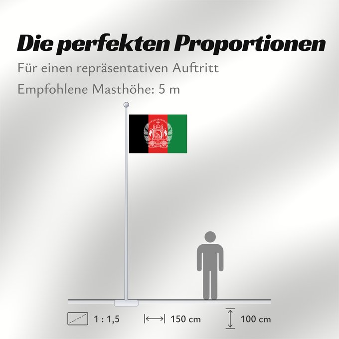 Proportionen der Flagge: Afghanistan 2013–2021 Islamic Republic of Afghanistan République Islamique d Afghanistan República Islámica de Afganistán Islamischen Republik Afghanistan Afghanistan República Islâmica do Afeganistão Afganistanu علم أفغانستان Afganistana ئاڵای ئەفغانستا
