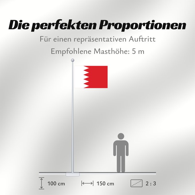 Proportionen der Flagge: Bahrain Bahreïn Baréin Bahrein علم البحرين Bahreina Bahrainin Флаг Бахрейна Bahrajna Bahrains Прапор Бахрейну Quốc kỳ Bahrain