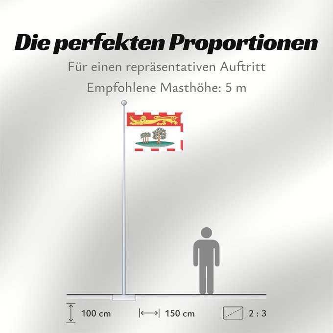 Proportionen der Flagge: Prince Edward Island	L Île-du-Prince-Édouard	Isola del Principe Edoardo	Banniel Enez ar Priñs Edouarzh