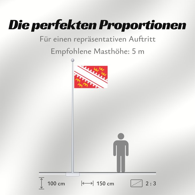 Proportionen der Flagge: Alsace	L’Alsace	Alsacia	Französischen Region Elsass	Alsazia
