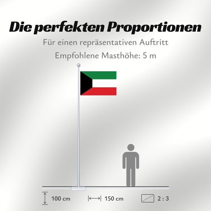Proportionen der Flagge: Kuwait	Koweït	Kuwaitlabel QS Les