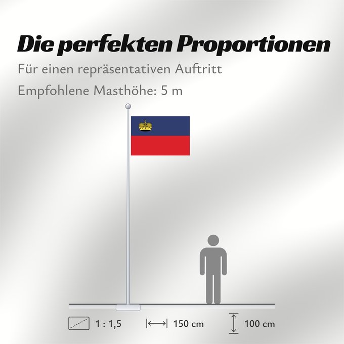Proportionen der Flagge: Liechtenstein Сцяг Ліхтэнштэйна Liĥtenŝtejno Liechtensteingo bandera Ala Liechtensteinê Dal Liechtenstein Флаг Лихтенштейна Lihtenštajna Прапор Ліхтенштейну