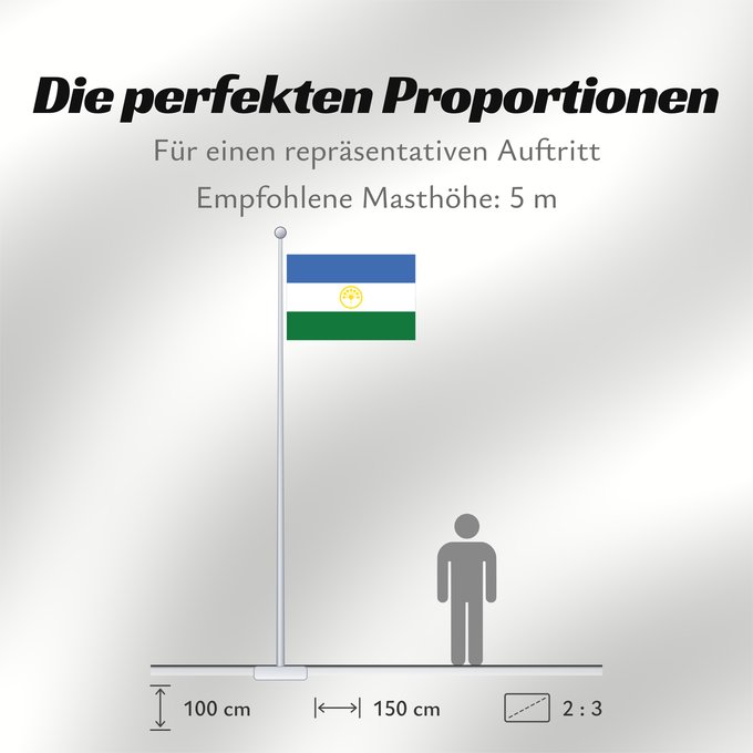 Proportionen der Flagge: Bashkortostan State flag of the Republic of Bashkortostan République de Bachkirie Bashkortostán Baschkortostan Башҡортостан Республикаһының Дәүләт флагы Флаг Башкортостана
