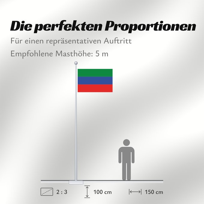 Proportionen der Flagge: FlagofDaghestan	Dagestan	République du Daguestan	República de Daguestán	 Republik Dagestan	Repubblica del Daghestan