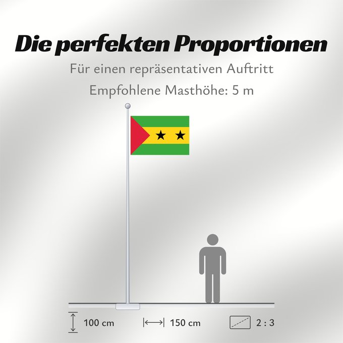Proportionen der Flagge: Sao Tome and Principe Sao Tomé-et-Principe Santo Tomé y Príncipe São Tomé und Príncipe Sao Tome e Principe