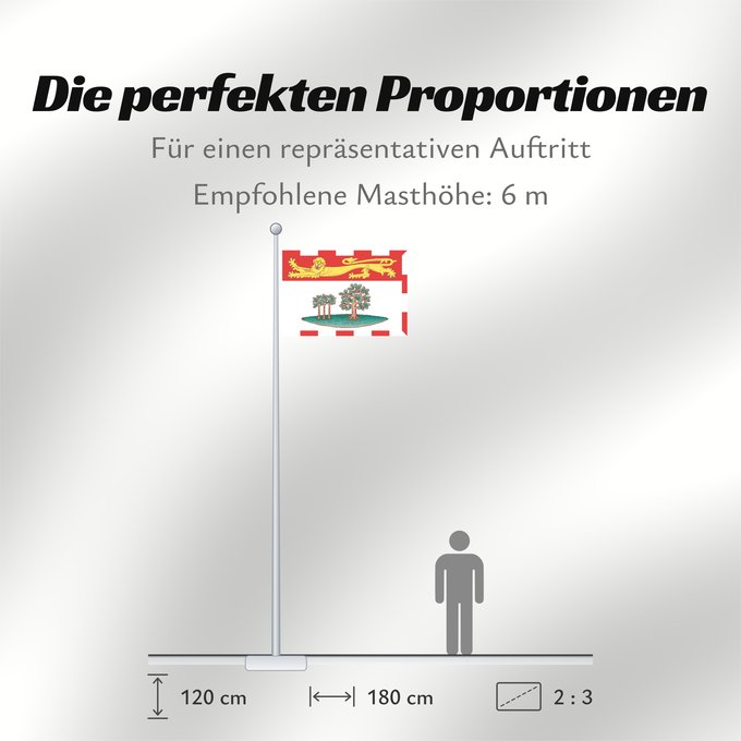Proportionen der Flagge: Prince Edward Island	L Île-du-Prince-Édouard	Isola del Principe Edoardo	Banniel Enez ar Priñs Edouarzh