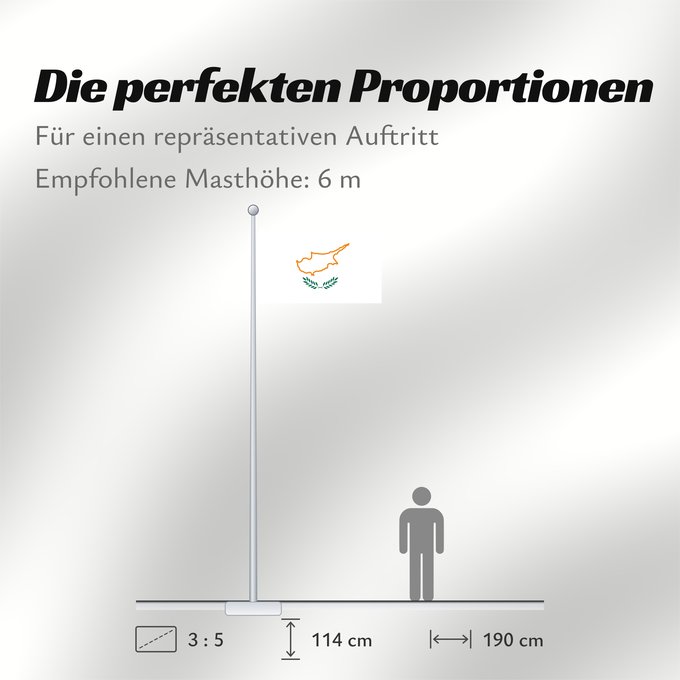 Proportionen der Flagge: Cyprus  1960	A flag of Cyprus in 1960	Chypre (1960)	Chipre (1960)	Zypern (1960)	Cipro (1960)	Chipre em 1960