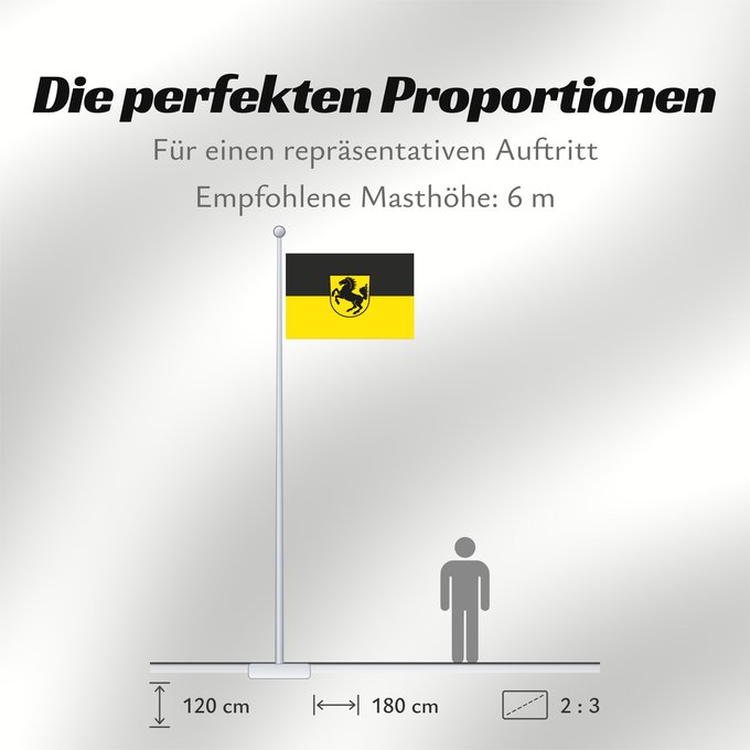 Proportionen der Flagge: Stuttgart, Landeshauptstadt (Region Stuttgart)