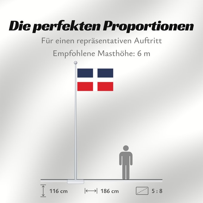 Proportionen der Flagge: Dominican Republic  up to 1844	Dominican Republic (up to 1844)	République dominicaine (jusqu'en 1844)	República Dominicana (hasta 1844)	Dominikanische Republik (bis 1844)	Repubblica Dominicana (fino al 1844)	Historical flag of the Dominican Republic  up t