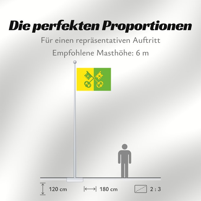 Proportionen der Flagge: D Alfés Alfés Proporciones 2 3, bicolor vertical amarillo y verde claro Apaïsada