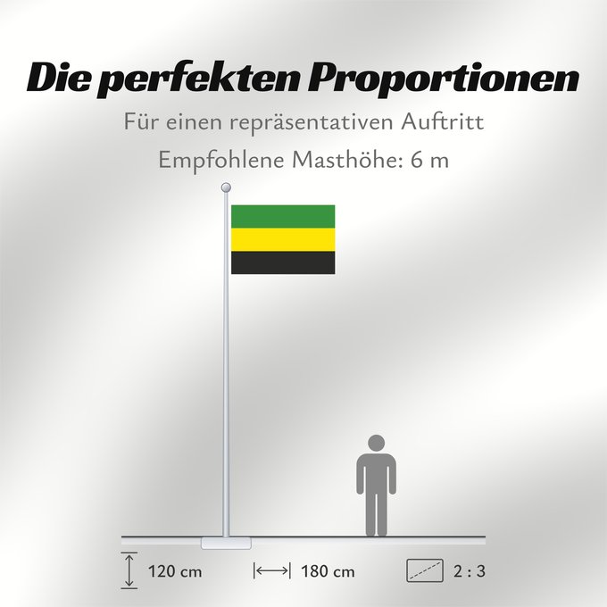 Proportionen der Flagge: First proposed flag of Jamaica