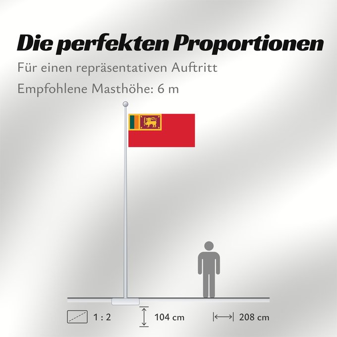 Proportionen der Flagge: Civil Ensign of Sri Lanka	Civil ensign of Sri Lanka	Sri Lanka - Pavillon Civil	Sri Lanka - Pabellón Civil	Sri Lanka - Zivilschiffsflagge	Sri Lanka - Insegna Civile	Sri Lankas gamla handelsflagga