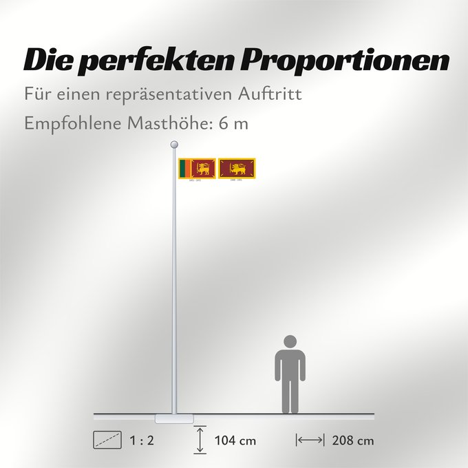Proportionen der Flagge: Dominion of Ceylon Dominion de Ceylan Dominio de Ceilán Dominion Ceylon Dominion di Ceylon
