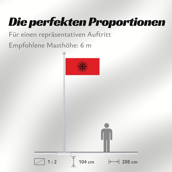 Proportionen der Flagge: Macedonia  1992–1995	Macedonia, 1992–1995	Macédoine (1992–1995)	República de Macedonia  1992-95	Mazedonien (1992–1995)	Macedonia (1992–1995)	Знаме на Република Македонија  1992–1995	Прапор Республіки Македонія