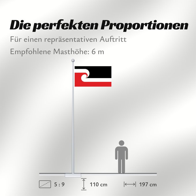 Proportionen der Flagge: Tino Rangatiratanga Maori sovereignty movement	The Tino Rangatiratanga Flag of the Maori sovereignty movement