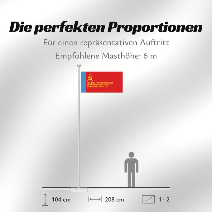 Proportionen der Flagge: Chechen-Ingush ASSR	ASSR tchétchéno-ingouche	ASSR Checheno-Ingusha	Tschetscheno-Inguschische ASSR	ASSR Ceceno-Inguscena	Байракх Нохч-ГӀалгӀайн АССР	ჩეჩნეთ-ინგუშეთის ასსრ-ს დროშა	Флаг Чечено-Ингушской АССР