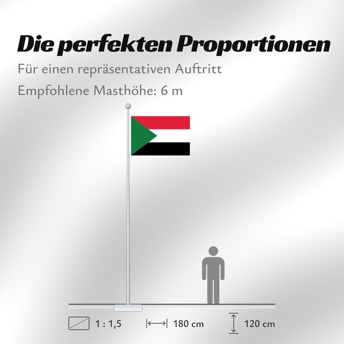 Proportionen der Flagge: Sudan	Soudan	Sudán	Soedan	علم السودان	Sudans