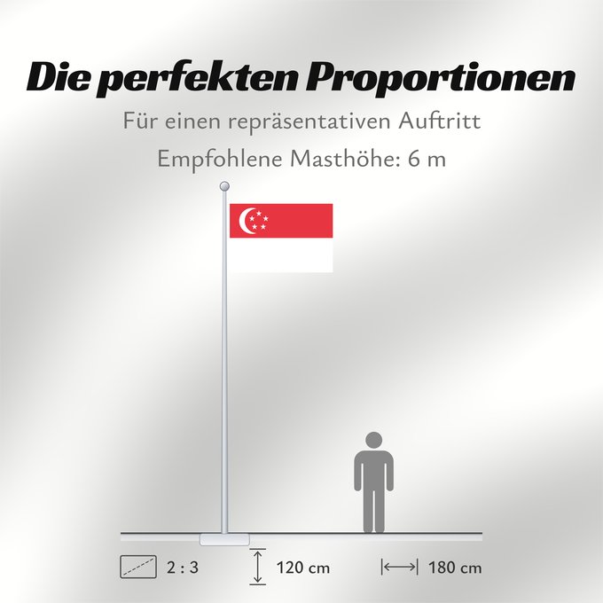Proportionen der Flagge: Singapore Singapour Singapur Singapuru علم سنغافورة Singapuro Singapura Флаг Сингапура Singapurja சிங்கப்பூரி்ன் கொடி 新加坡国旗