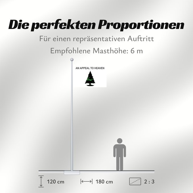 Proportionen der Flagge: An Appeal to Heaven	An Appeal to Heaven Flag  also called the Pine Tree Flag