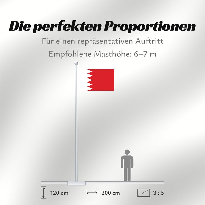 Proportionen der Flagge: Bahrain Bahreïn Baréin Bahrein علم البحرين Bahreina Bahrainin Флаг Бахрейна Bahrajna Bahrains Прапор Бахрейну Quốc kỳ Bahrain