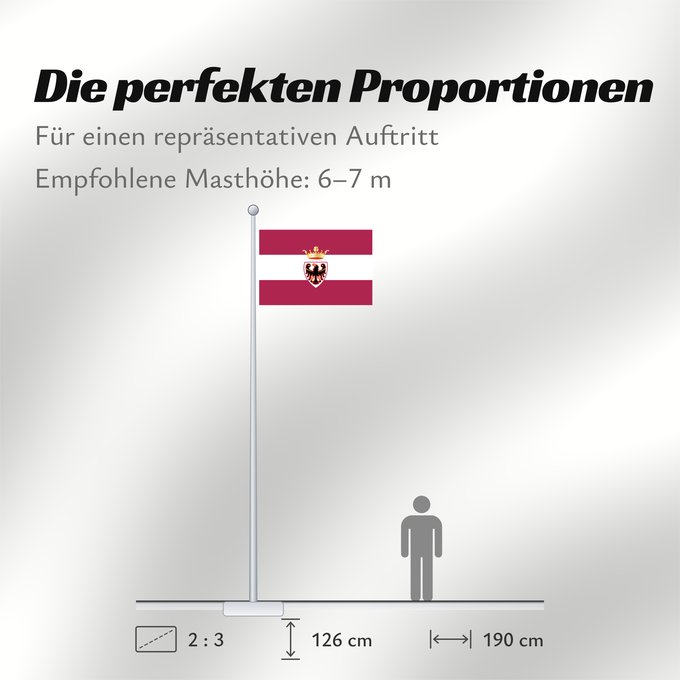 Proportionen der Flagge: Trento Province	Autonomous Province of Trento - Trentino	Province Autonome de Trente - Trentin	Provincia Autónoma de Trento - Trentino	Autonomen Provinz Trient - Trentino/Welschtirol	Provincia Autonoma di Trento - Trentino	Autonome Provincie Trente - Tren