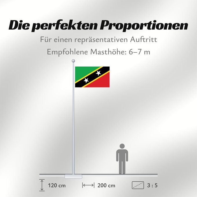 Proportionen der Flagge: Saint Kitts and Nevis Saint-Christophe-et-Niévès San Cristóbal y Nieves St. Kitts und Nevis Saint Kitts e Nevis Saint Kitts a Nevis Shan Críostóir-Nimheas Sen Kitts ha Nevis Флаг Сент-Китса и Невиса Saunt Kitts an Nevis Saint Kittsa in Nevisa