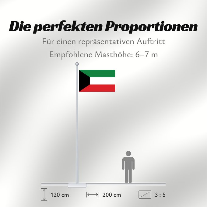 Proportionen der Flagge: Kuwait	Koweït	Kuwaitlabel QS Les