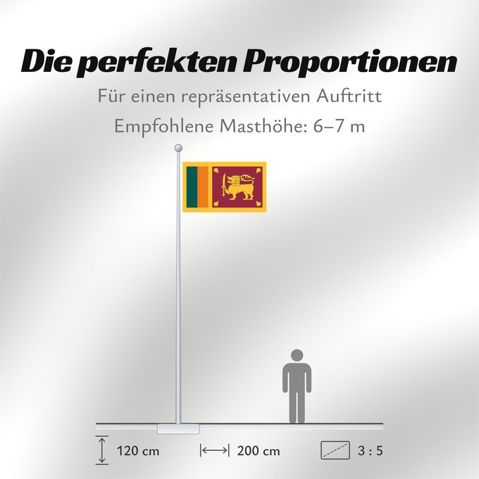 Proportionen der Flagge: Sri Lanka Sri Lankas Sri Lanki শ্রীলঙ্কার জাতীয় পতাকা Sri-Lanko Флаг Шри-Ланки श्रीलङ्का ध्वज ශ්රී ලංකාවේ ජාතික කොඩිය இலங்கையின் தேசியக்கொடி Stän Sri-Lankäna