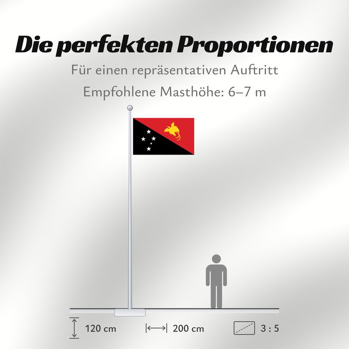 Proportionen der Flagge: Papua New Guinea	Papua New GuineaColours Pantone 186 C for red and 116 C for yellow	Papouasie-Nouvelle-Guinée	Papúa Nueva Guinea	Papua-Neuguineas	Papua Nuova Guinea	Papoea-Nieuw-Guinea	Papua-Nova Guiné	Papui-Nowej Gwinei	علم بابوا غينيا الجديدة	পাপুয়া নি