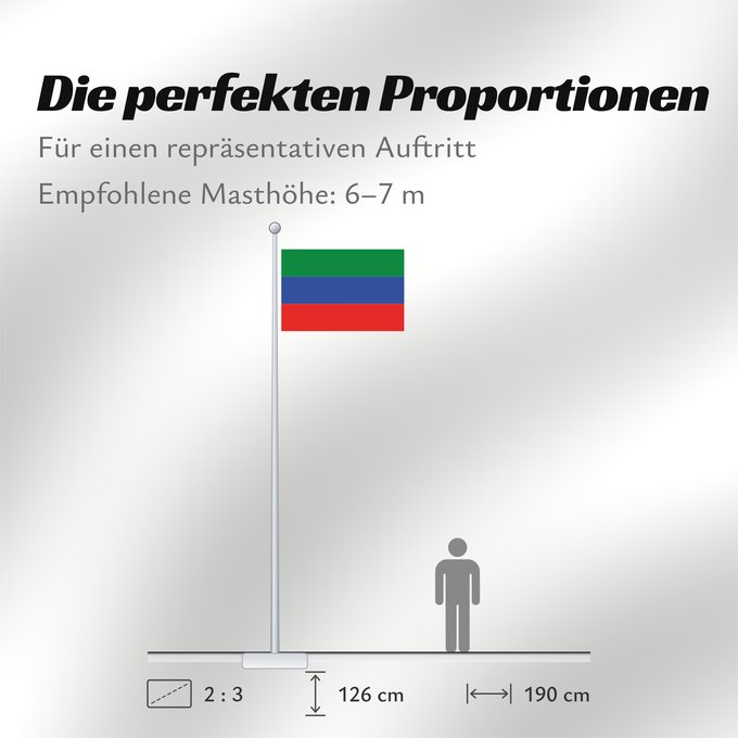Proportionen der Flagge: FlagofDaghestan	Dagestan	République du Daguestan	República de Daguestán	 Republik Dagestan	Repubblica del Daghestan