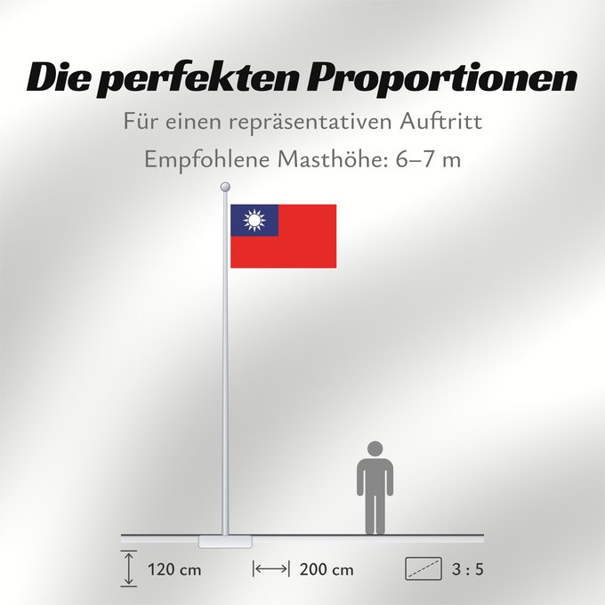 Proportionen der Flagge: Republic of China Republic of China Taiwan République de Chine República de China Republik China Taiwan Repubblica di Cina Republiek China República da China Republiki Chińskiej Lýðveldi Postaulín Flagg علم جمهورية الصين الوطنية ཀྲུང་ཧྭ་དམངས་ཁབ དང་ལྕོག
