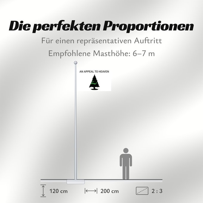 Proportionen der Flagge: An Appeal to Heaven	An Appeal to Heaven Flag  also called the Pine Tree Flag
