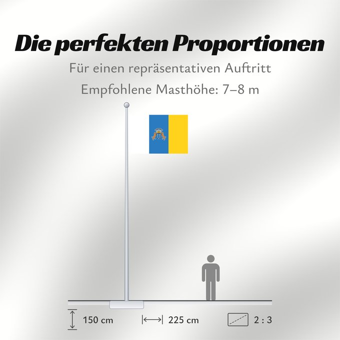 Proportionen der Flagge: Canary Islands Communauté autonome des îles Canaries Espagne Comunidad Autónoma de Canarias España Kanarischen Inseln Isole Canarie カナリア諸島自治州の州旗。
