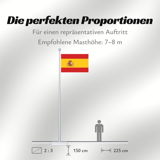 Proportionen der Flagge: Spain	Espagne	España	Spaniens	Spagna