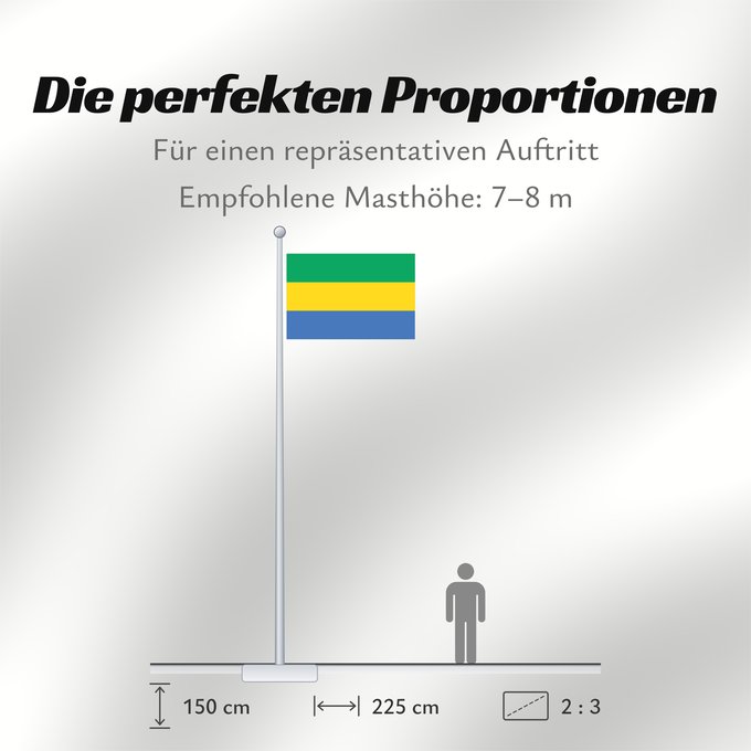 Proportionen der Flagge: Gabon	Gabón	Gabun	Gabão	علم جمهوريةالغابون	Banniel Gabon	Gabons	Gabono	Gabongo bandera	پرچم گابن	Drapél du Gabon	Dalapo ya Ngabu	Bɛndɛ́lɛ ya Gabɔ́	Bendêre tî Gaböon