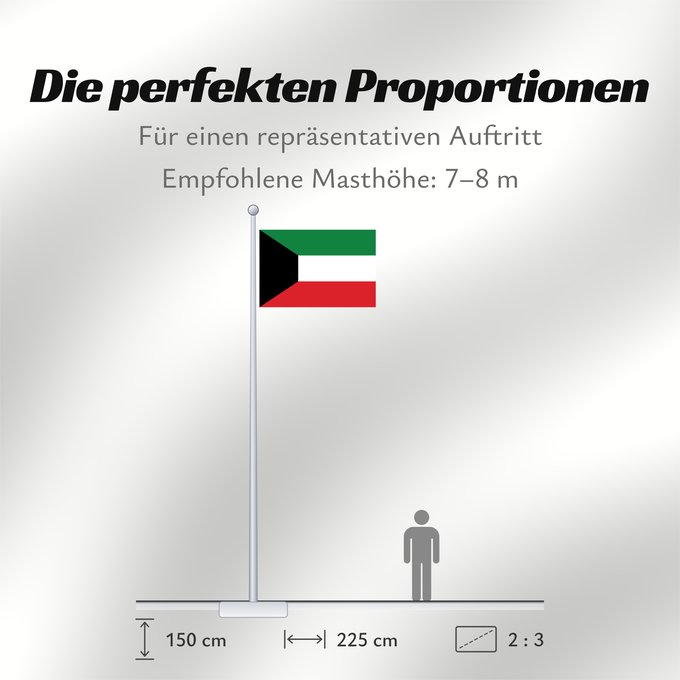 Proportionen der Flagge: Kuwait	Koweït	Kuwaitlabel QS Les