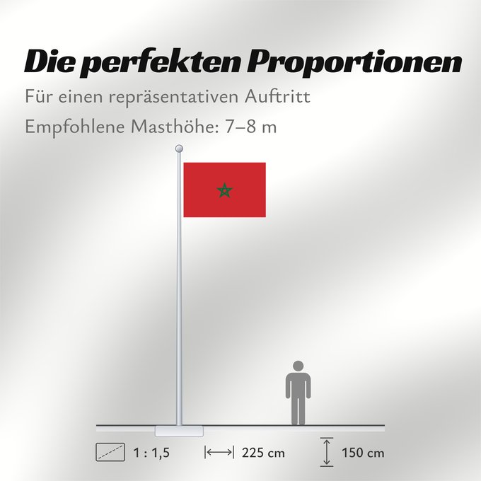 Proportionen der Flagge: Morocco Maroc Marruecos Marokko Marocco Marrocos Maroka علم المغرب Σημαία του Μαρόκου Maroko Marokoko bandera Marokon דגל מרוקו Marokkó モロッコの国旗 Marokkos flagg Marocului Флаг Марокко Marockos Moroko Drapea do Marok ⴰⵛⵏⵢⴰⵍ ⵏ ⵎⵓⵔⴰⴽⵓⵛ 摩洛哥國旗