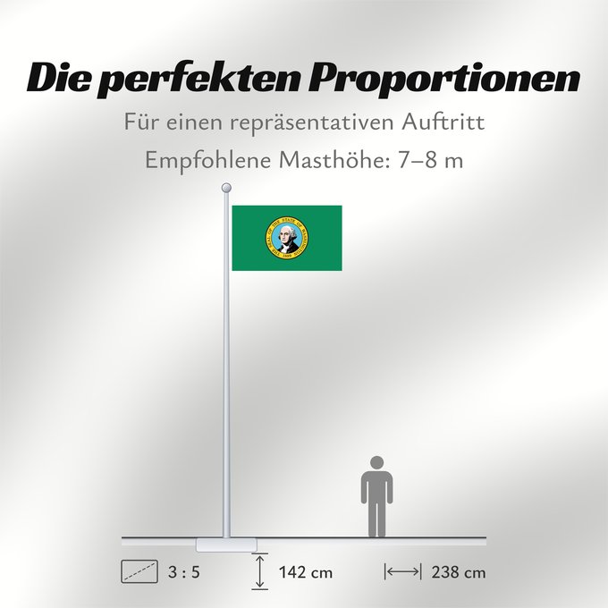 Proportionen der Flagge: Washington ᏩᏏᏓᏂ ᎦᏓᏘ Ka hae Wakinekona Vasingtoniae Wááshindoon Hahoodzo bidáh naat á i Флаг Вашингтона Američke savezne države Vašington