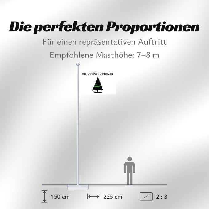 Proportionen der Flagge: An Appeal to Heaven	An Appeal to Heaven Flag  also called the Pine Tree Flag
