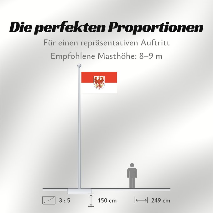 Proportionen der Flagge: Brandenburg	Brandebourg	Brandeburgo