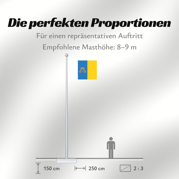 Proportionen der Flagge: Canary Islands Communauté autonome des îles Canaries Espagne Comunidad Autónoma de Canarias España Kanarischen Inseln Isole Canarie カナリア諸島自治州の州旗。