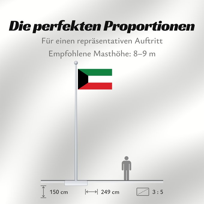 Proportionen der Flagge: Kuwait	Koweït	Kuwaitlabel QS Les